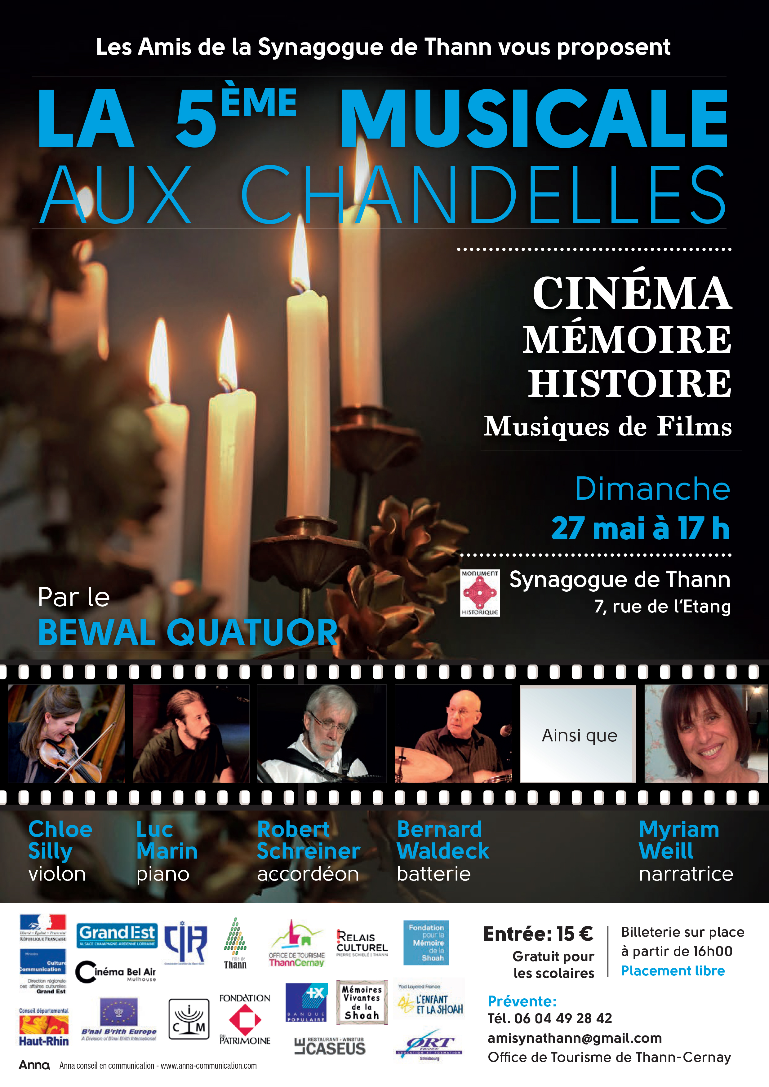 Affiche_5e-Musicale-aux-chandelles Vue du marche de Noël thannois de nuit avec ses visiteurs